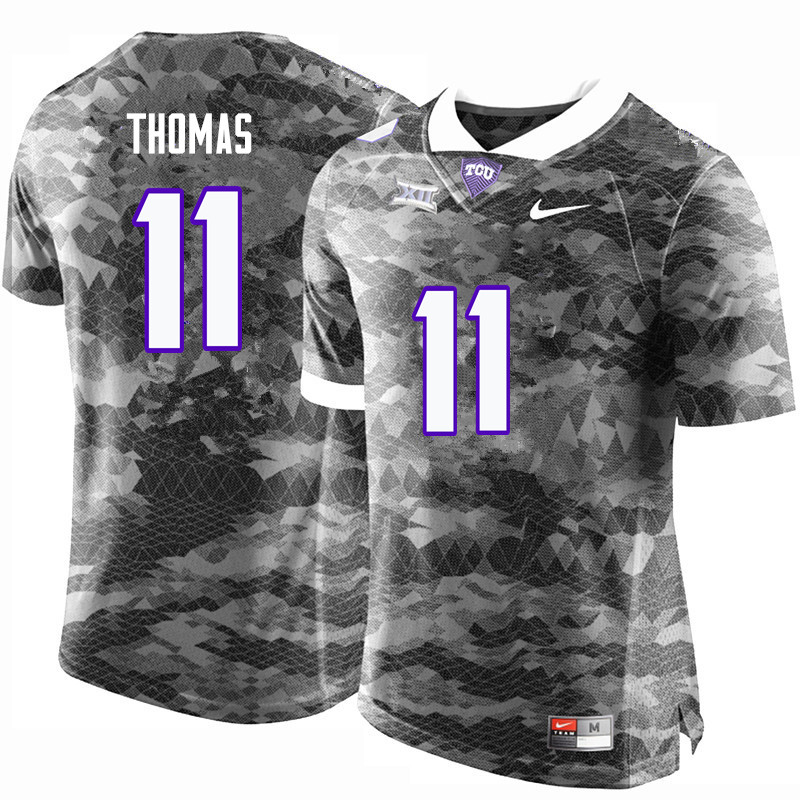 Men #11 Dylan Thomas TCU Horned Frogs College Football Jerseys-Gray - Click Image to Close
